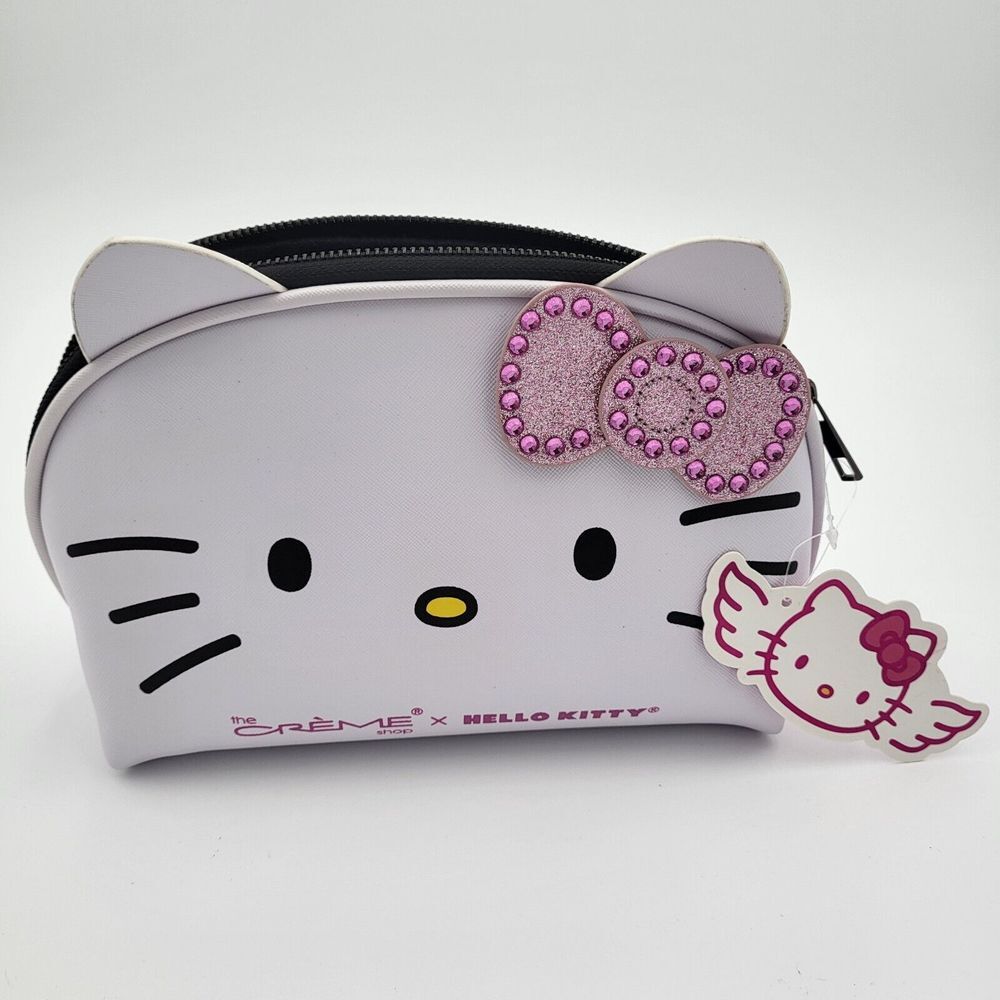 The Creme Shop Hello Kitty Bling Bling White Makeup Pouch Bag Travel Case
